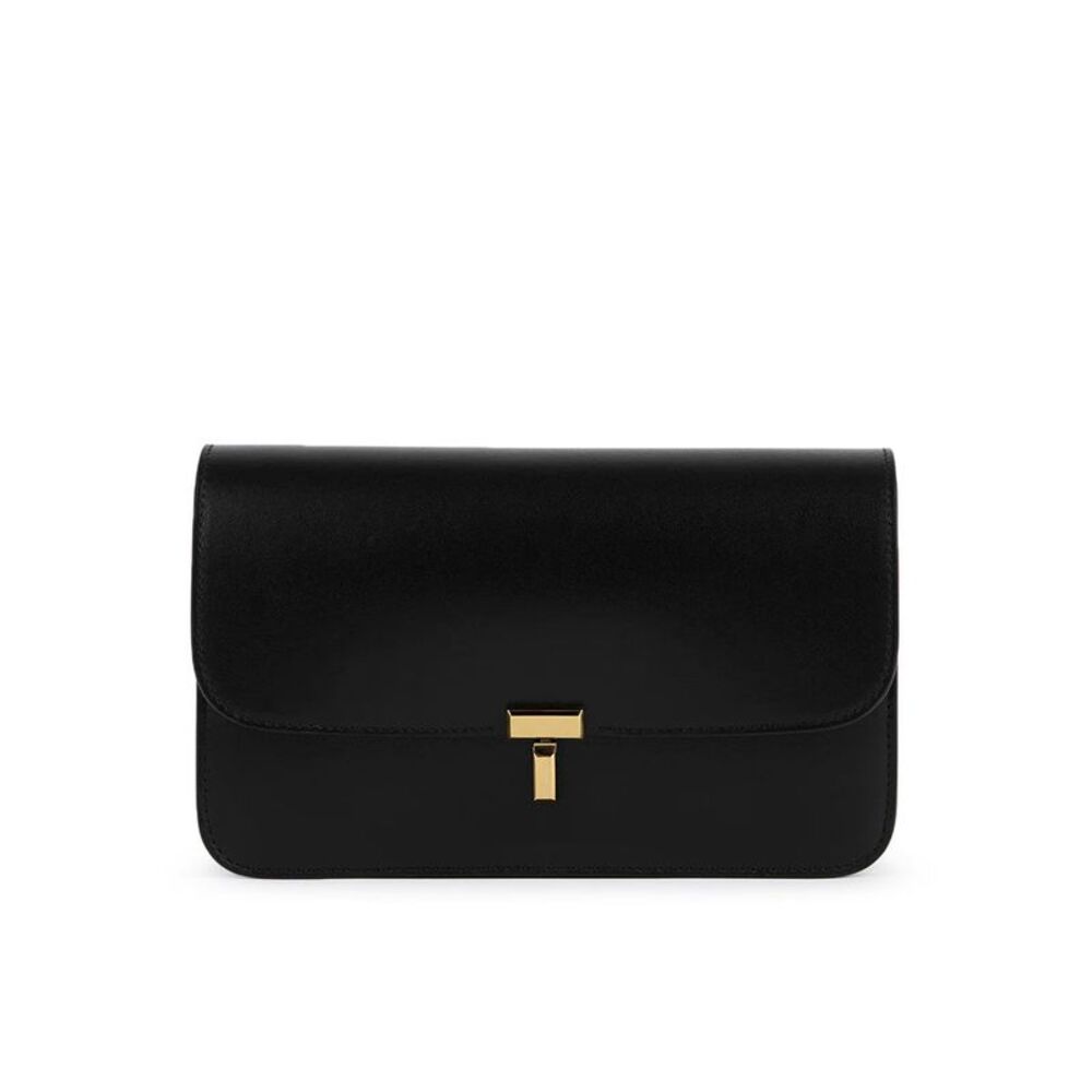 Toteme Women Black Leather Crossbody Bag With T-Lock Closure
